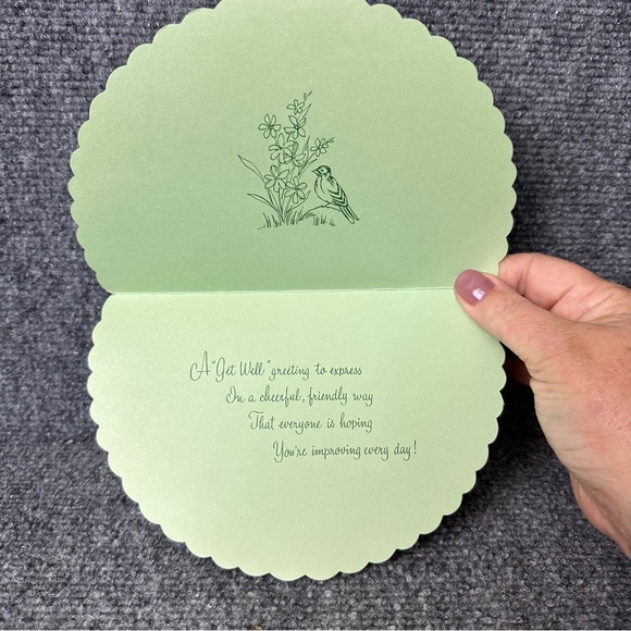 Vintage GET WELL greeting card birds Robin Quality Crest crescent shape 7.5x5 - Picture 3 of 9